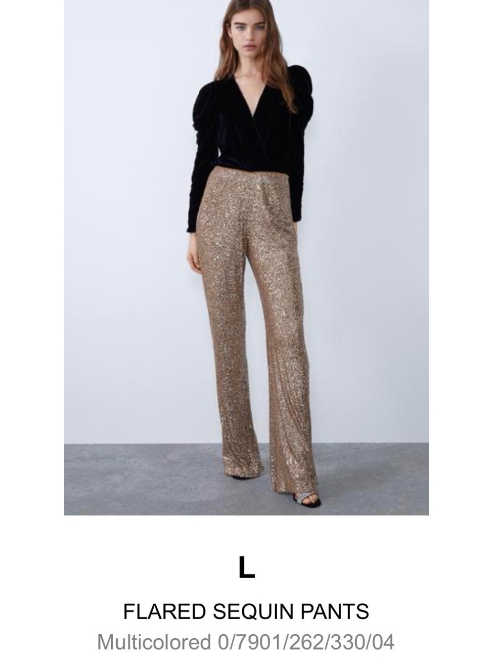 Zara Rose Gold Sequin Flared Pants